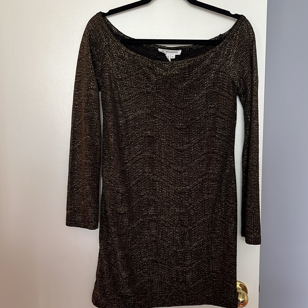 BCBGeneration | Long Sleeve Metallic Mini Dress Sz M - Picture 2 of 5